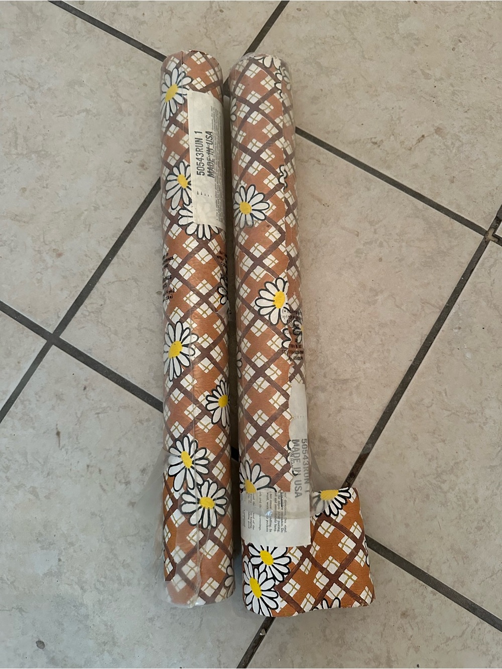 Vintage Deadstock 2 Rolls Daisy Flower Power Wallpaper By Imperial Wallcoverings